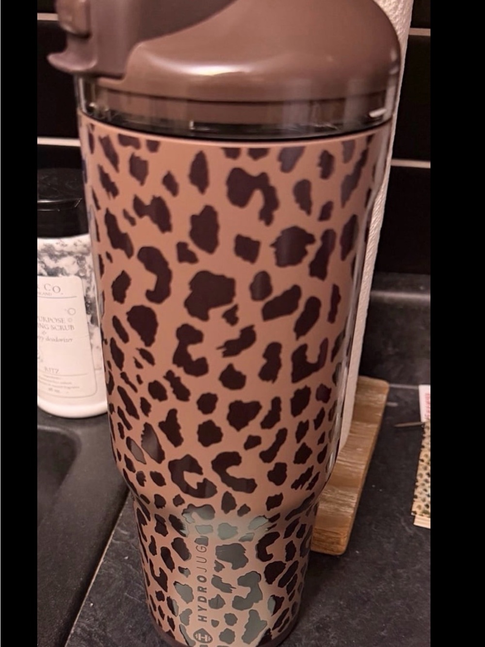 Hydro jug Leopard Print Travel Tumbler - Brown